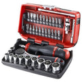 Ratschensatz + Steckschlüsseleinsätze 1/4'' Sechskant – Nano-Box – Facom