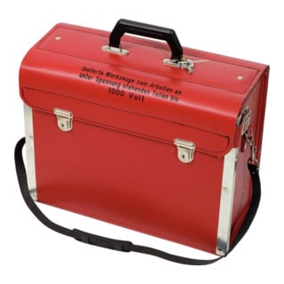KS Tools Leder-Werkzeugkoffer leer – mit abklappbarer Vorder- und Mittelwand